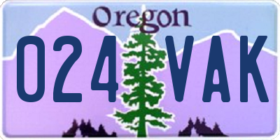 OR license plate 024VAK