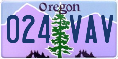 OR license plate 024VAV