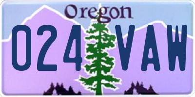 OR license plate 024VAW