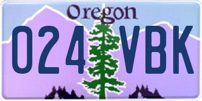 OR license plate 024VBK