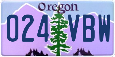 OR license plate 024VBW