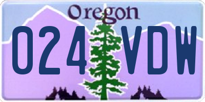 OR license plate 024VDW