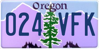OR license plate 024VFK
