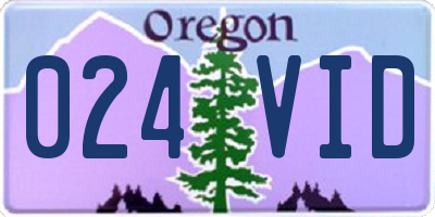 OR license plate 024VID