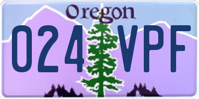 OR license plate 024VPF