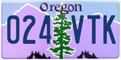 OR license plate 024VTK