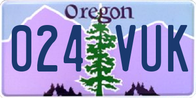 OR license plate 024VUK