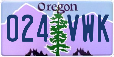 OR license plate 024VWK