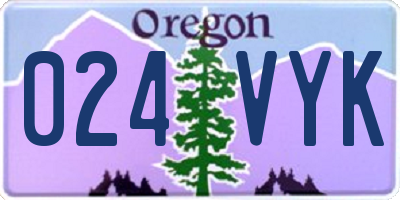 OR license plate 024VYK