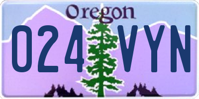 OR license plate 024VYN