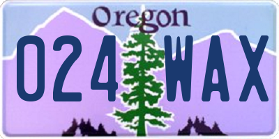 OR license plate 024WAX