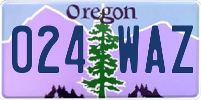 OR license plate 024WAZ