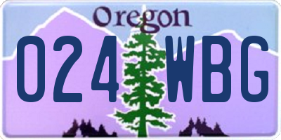 OR license plate 024WBG