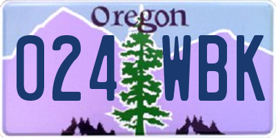 OR license plate 024WBK