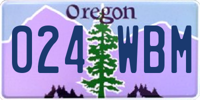 OR license plate 024WBM