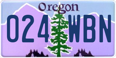 OR license plate 024WBN