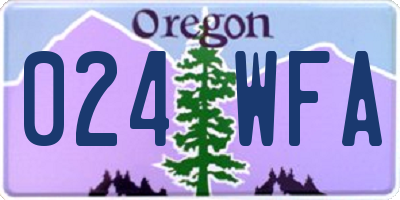 OR license plate 024WFA