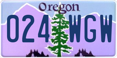 OR license plate 024WGW