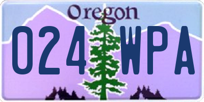OR license plate 024WPA