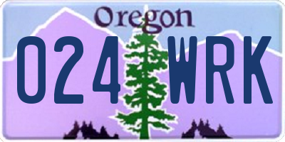 OR license plate 024WRK