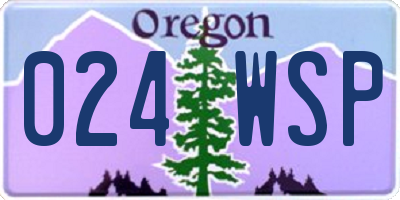 OR license plate 024WSP