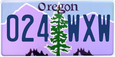 OR license plate 024WXW