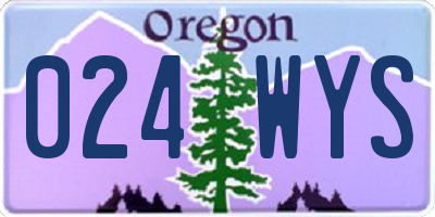 OR license plate 024WYS
