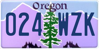 OR license plate 024WZK