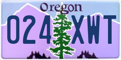 OR license plate 024XWT