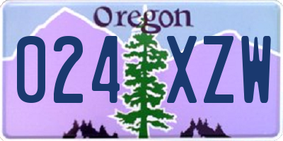 OR license plate 024XZW
