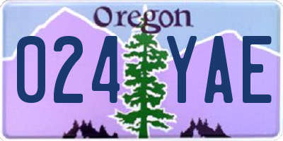 OR license plate 024YAE
