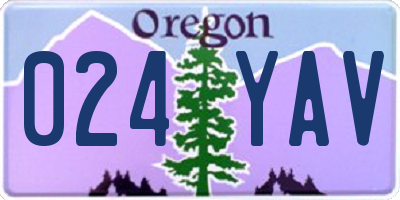 OR license plate 024YAV