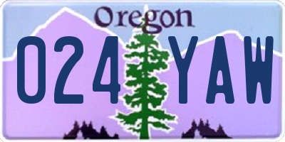 OR license plate 024YAW