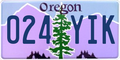 OR license plate 024YIK