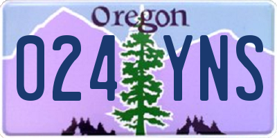 OR license plate 024YNS