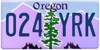 OR license plate 024YRK