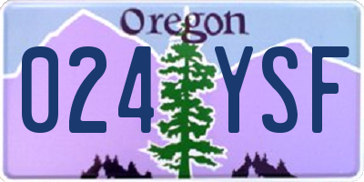 OR license plate 024YSF