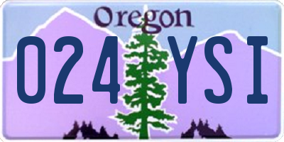OR license plate 024YSI