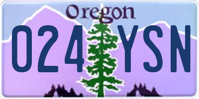 OR license plate 024YSN