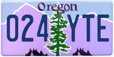 OR license plate 024YTE