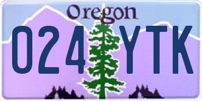 OR license plate 024YTK