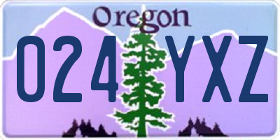 OR license plate 024YXZ