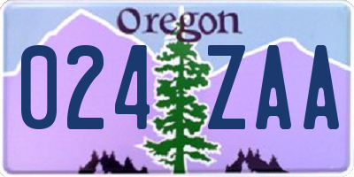 OR license plate 024ZAA
