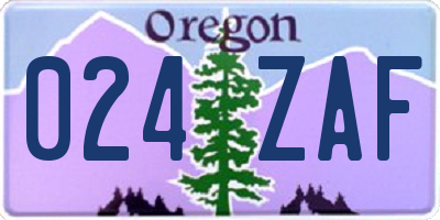 OR license plate 024ZAF