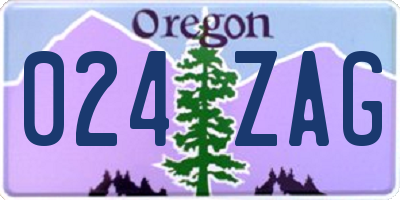 OR license plate 024ZAG