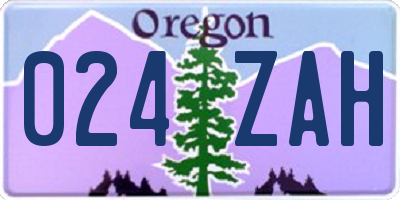 OR license plate 024ZAH