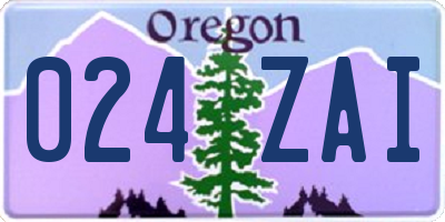 OR license plate 024ZAI