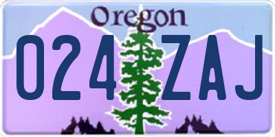 OR license plate 024ZAJ