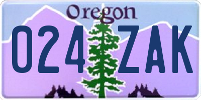 OR license plate 024ZAK