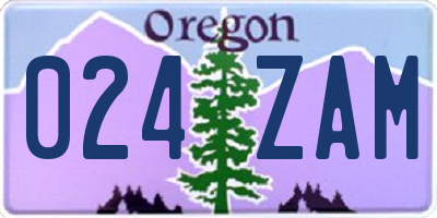 OR license plate 024ZAM
